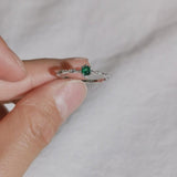 14k Gold Emerald Ring 925 Sterling Silver Women Wedding Jewelry - Genuine - Gemstone