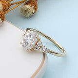 1.5CT Moissanite Engagement Ring 14K Yellow Gold Women Jewelry - Genuine - Gemstone