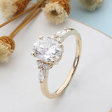 1.5CT Moissanite Engagement Ring 14K Yellow Gold Women Jewelry - Genuine - Gemstone