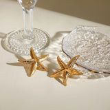 18K Gold Starfish Stud Earrings Statement Jewelry for Women Beach Gift - Gemstone Gold