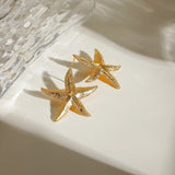 18K Gold Starfish Stud Earrings Statement Jewelry for Women Beach Gift - Gemstone Gold