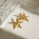 18K Gold Starfish Stud Earrings Statement Jewelry for Women Beach Gift - Gemstone Gold