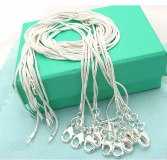 1mm Snake Chain Necklace 925 Sterling Silver Inch For Woman Jewelry - Gemstone Gold