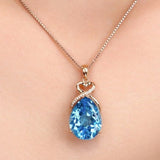 2Ct Natural Blue Sapphire Pendant Necklace Women Jewelry - Genuine - Gemstone