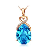 2Ct Natural Blue Sapphire Pendant Necklace Women Jewelry - Genuine - Gemstone