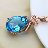 2Ct Natural Blue Sapphire Pendant Necklace Women Jewelry - Genuine - Gemstone