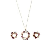 3pcs Circle Diamond Gold Necklace Earrings Set Ladies Celebrity Women Jewelry - Gemstone Gold
