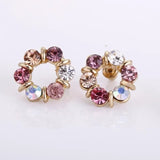 3pcs Circle Diamond Gold Necklace Earrings Set Ladies Celebrity Women Jewelry - Gemstone Gold