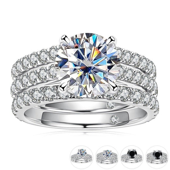 4.15ct Moissanite Wedding Band Ring Set Bridal Women Jewelry - Genuine - Gemstone