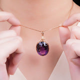 4ct Amethyst Gemstone Pendant Necklace Gold Wedding Jewelry for Women - Genuine - Gemstone