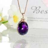 4ct Amethyst Gemstone Pendant Necklace Gold Wedding Jewelry for Women - Genuine - Gemstone