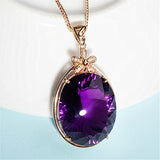 4ct Amethyst Gemstone Pendant Necklace Gold Wedding Jewelry for Women - Genuine - Gemstone