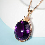 4ct Amethyst Gemstone Pendant Necklace Gold Wedding Jewelry for Women - Genuine - Gemstone