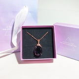 4ct Amethyst Gemstone Pendant Necklace Gold Wedding Jewelry for Women - Genuine - Gemstone