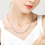 5mm Round Box Chain Necklace For Woman Engagement Jewelry - Genuine - Gemstone