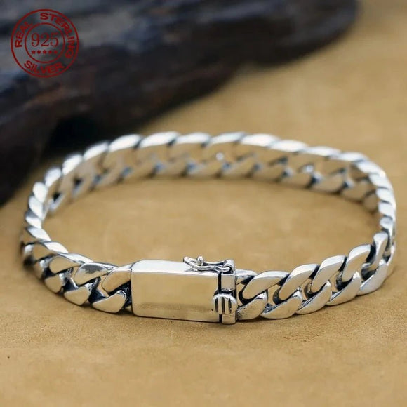 8MM Punk Chain Bracelet S925 Silver Jewelry Women Jewelry Gifts - Gemstone Gold
