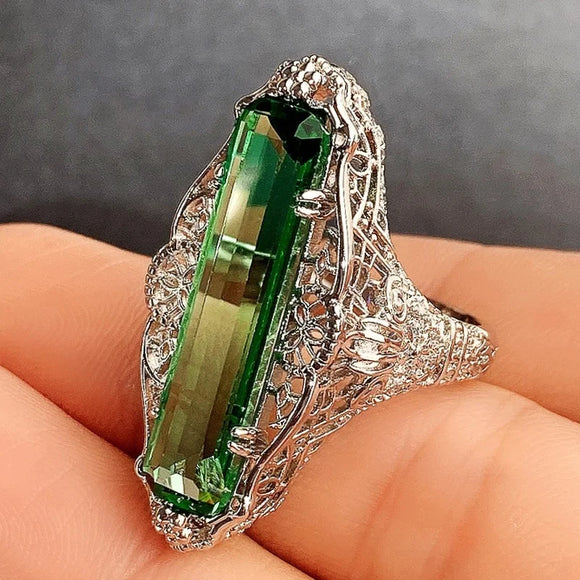 Luxury Vintage Gemstone Ring Women Anniversary Jewelry