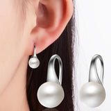 Natural Freshwater Pearl Silver Drop Earrings Women Hook Dangle