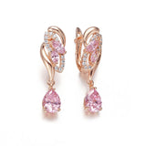 Pink Zircon Rose Gold Drop Earrings Jewelry Party Women