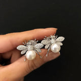 Pearl Bee Stud Earrings Cute Animal Earrings Daily Wear Women Jewelry