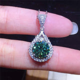 Green Water Drop Pendant Necklace for Women Party Jewelry