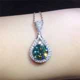 Green Water Drop Pendant Necklace for Women Party Jewelry