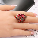 Antique Gold Red Ruby Ring For Women Wedding  Jewelry