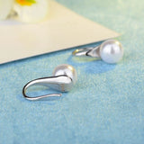 Natural Freshwater Pearl Silver Drop Earrings Women Hook Dangle