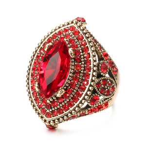 Antique Gold Red Ruby Ring For Women Wedding  Jewelry