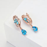 Pink Zircon Rose Gold Drop Earrings Jewelry Party Women