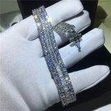 Lab Diamond Bangle Bracelet White Gold Wedding For Women Jewelry