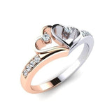 Natural Heart Two-Tone Ring White Sapphire Women Jewelry