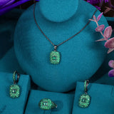 3PC Bridal Purple Jewelry Set For Women Bracelet Ring Earring Wedding Jewelry