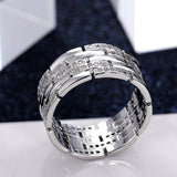 Luxury Silver Women Ring Anniversary Wedding Jewelry