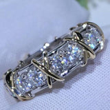 4mm Cross Diamond 10K Gold Ring Engagement band for Women Jewelry