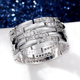 Luxury Silver Women Ring Anniversary Wedding Jewelry