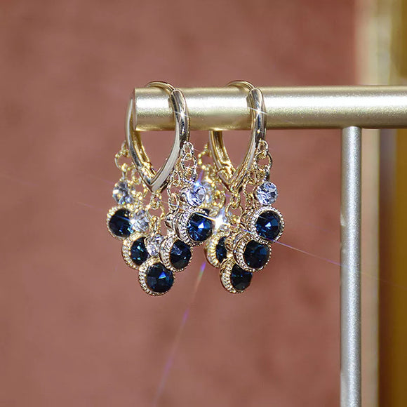 Blue Tassels Zircon Earrings For Women Wedding Jewelry