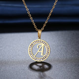 14K Gold Letter Pendant Necklace Rhinestone For Women Wedding Jewelry