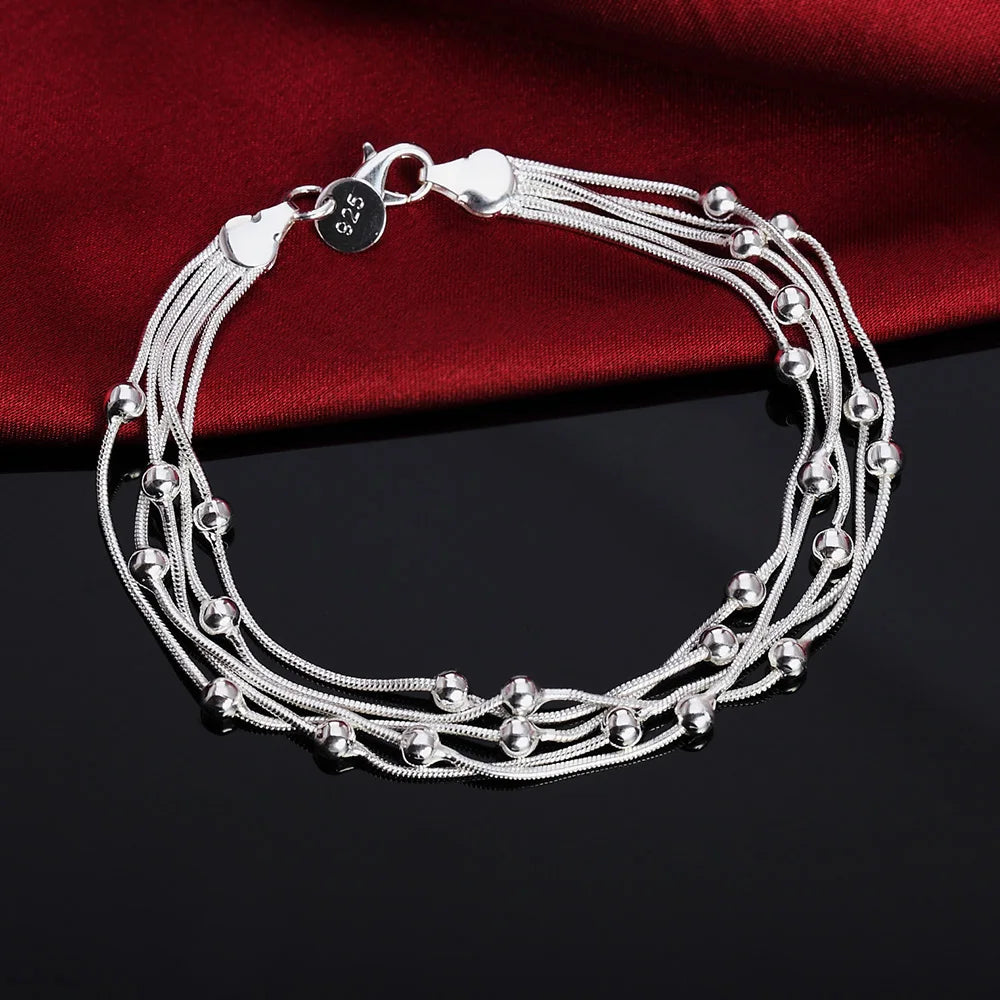Silver Chain Solid Bracelet for Women Charm Party Gift Wedding Jewelry