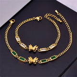 Welding Sanding Butterfly Square Bracelet Zircon Fine Jewelry Chain For Women