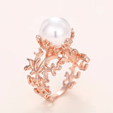 Unique Gold Pearl Ring Bridal Wedding Jewelry Finger Accessories for Engagement