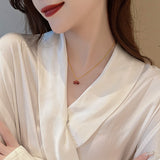 Red Cherry Gold Pendant Necklace For Women Wedding Birthday Gifts Jewelry