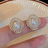 Genuine Pearl Stud Earrings Gold for Women Wedding Engagement  Jewelry