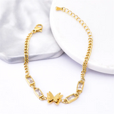 Welding Sanding Butterfly Square Bracelet Zircon Fine Jewelry Chain For Women