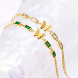 Welding Sanding Butterfly Square Bracelet Zircon Fine Jewelry Chain For Women