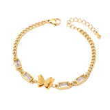 Welding Sanding Butterfly Square Bracelet Zircon Fine Jewelry Chain For Women