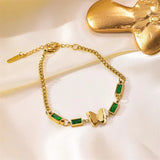 Welding Sanding Butterfly Square Bracelet Zircon Fine Jewelry Chain For Women