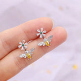 Pearl Bee Stud Earrings Cute Animal Earrings Daily Wear Women Jewelry