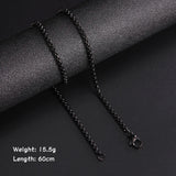 Long Box Chain Necklace 60cm Men Black Gold Women Punk Jewelry