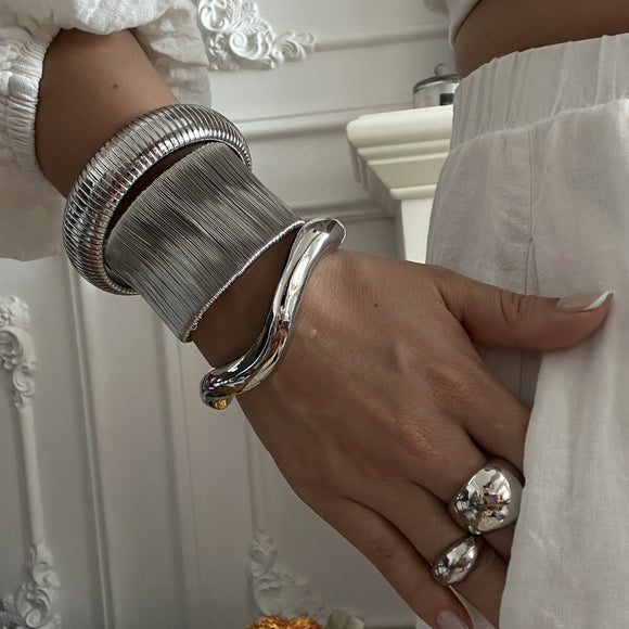 Vintage Wide Cuff Bangles For Women Bracelets Hip Hop Punk Silver Jewelry Gift